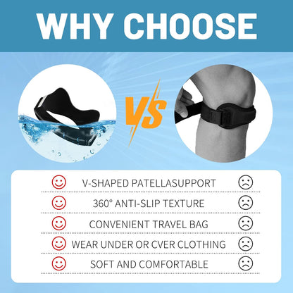2PCS Silicone Patellar Tendon Support Strap, Adjustable Non-Slipping Patella Knee Brace with 3D Airbag, Multipurpose Patella Band for Ball Sports, Aerobics, and Jogging, Sport Accessories
