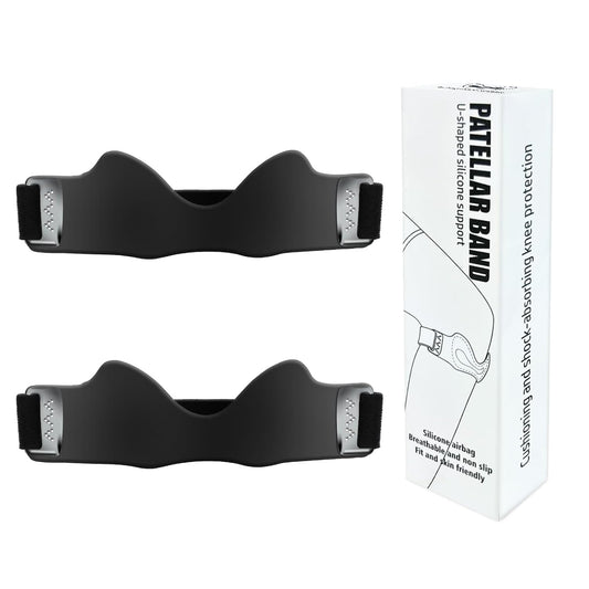 2PCS Silicone Patellar Tendon Support Strap, Adjustable Non-Slipping Patella Knee Brace with 3D Airbag, Multipurpose Patella Band for Ball Sports, Aerobics, and Jogging, Sport Accessories